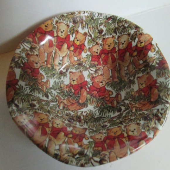 Teddy Bear Christmas Little Tin Bowls set of 3 nesting nut or candy cups Midwest - Picture 4 of 5